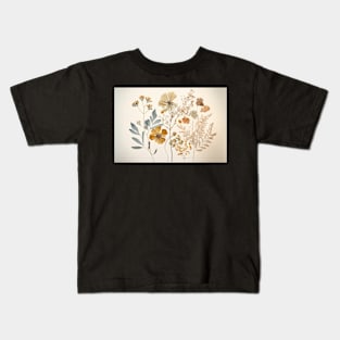 Floral Garden Botanical Print with wild flowers Kids T-Shirt